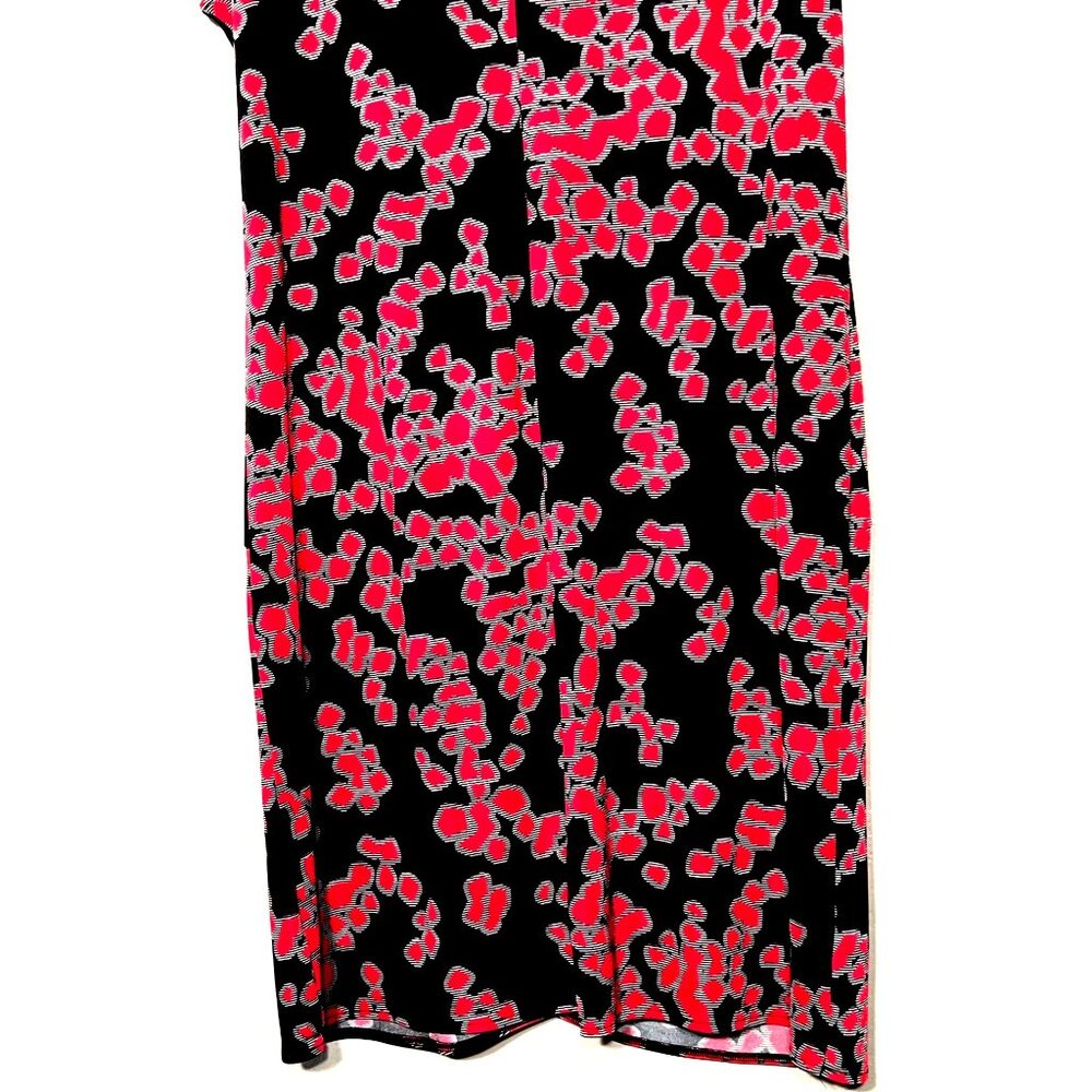 Dana Buchman XL Sleeveless Black Red Ruched Floral Dress Career Night Out - Picture 13 of 15